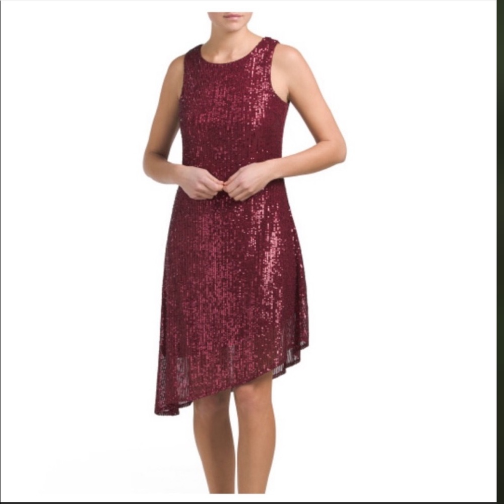 Cristina lei dark blood red sequin Italy dress XL